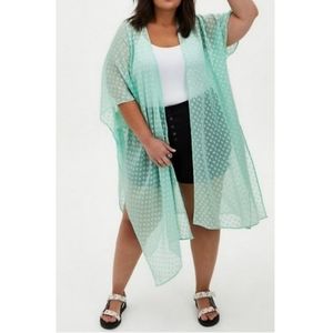 Torrid Green Sharkbite Clip-Dot Kimono